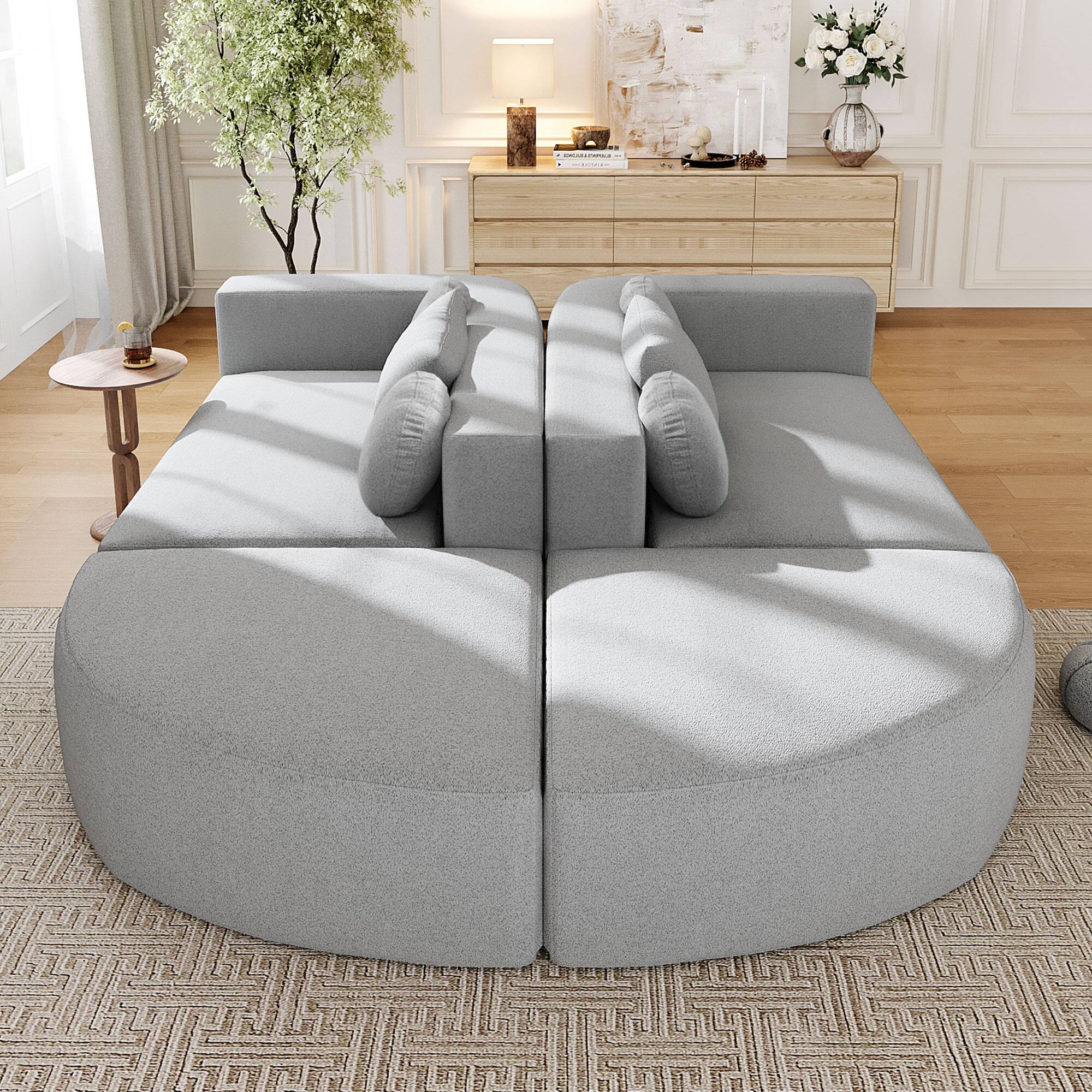 Left. Whisen - Modular Sectional Sofa Boneless Couch Sofa Bed Compression Sofa for Living Room - Grey.