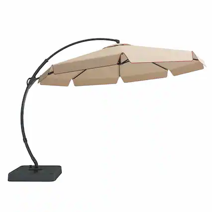 Front. Yardgrace - 12 ft lotus-leaf cantilever umbrella, 360° rotating offset hanging metal patio umbrella - Champagne.