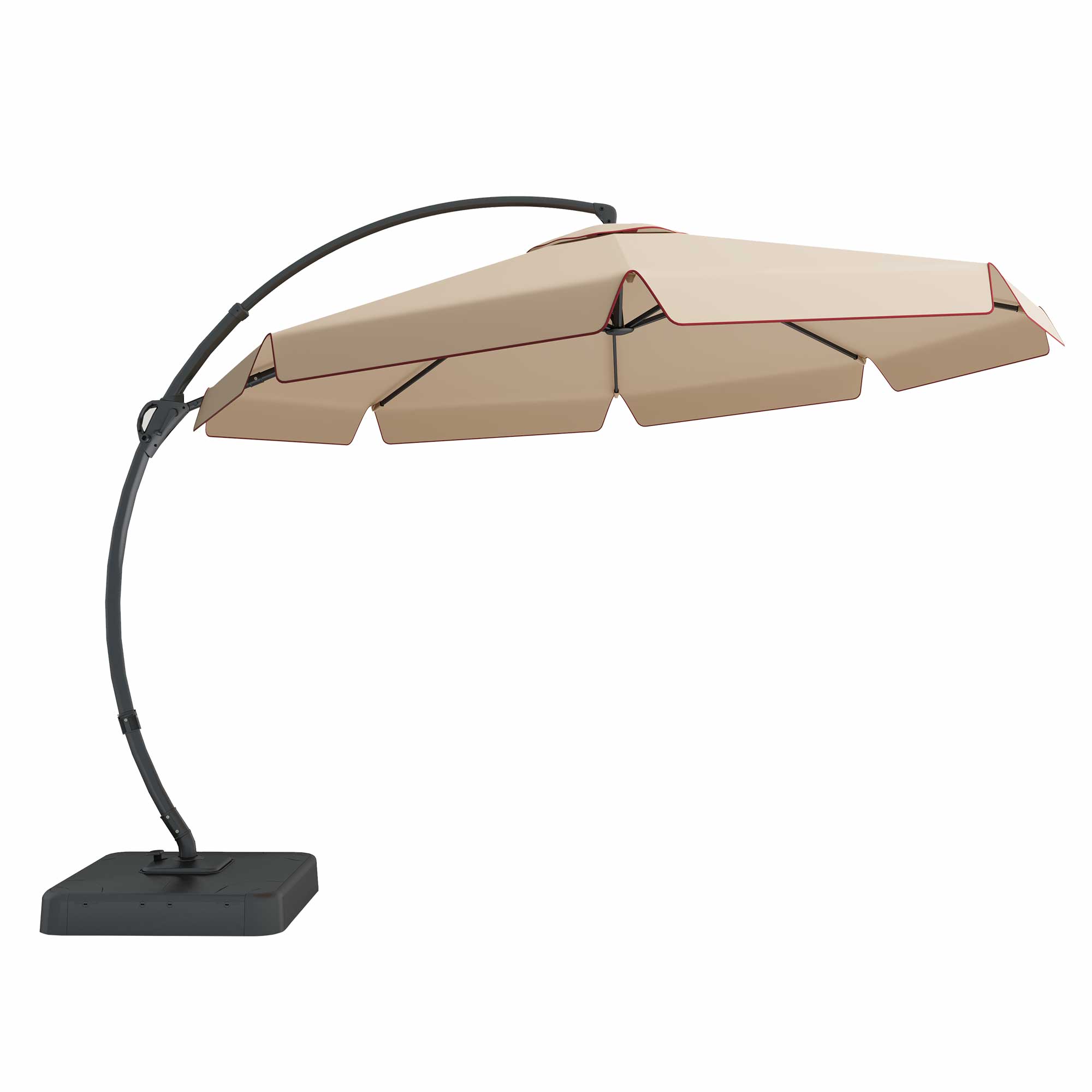 Front. Yardgrace - 12 ft lotus-leaf cantilever umbrella, 360° rotating offset hanging metal patio umbrella - Champagne.