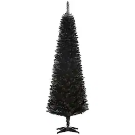 Homcom - Artificial Pencil Christmas Tree, Slim Xmas Tree with 390 Realistic Branch Tips and Plastic Stand - Black