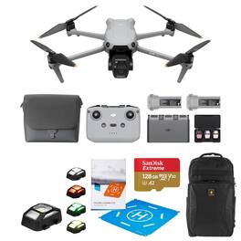 Bundle - DJI - Air 3S Drone Fly More Combo with RC-N3 Remote Controller, with 128GB Memory Card, Strobe Light, Landing Pad