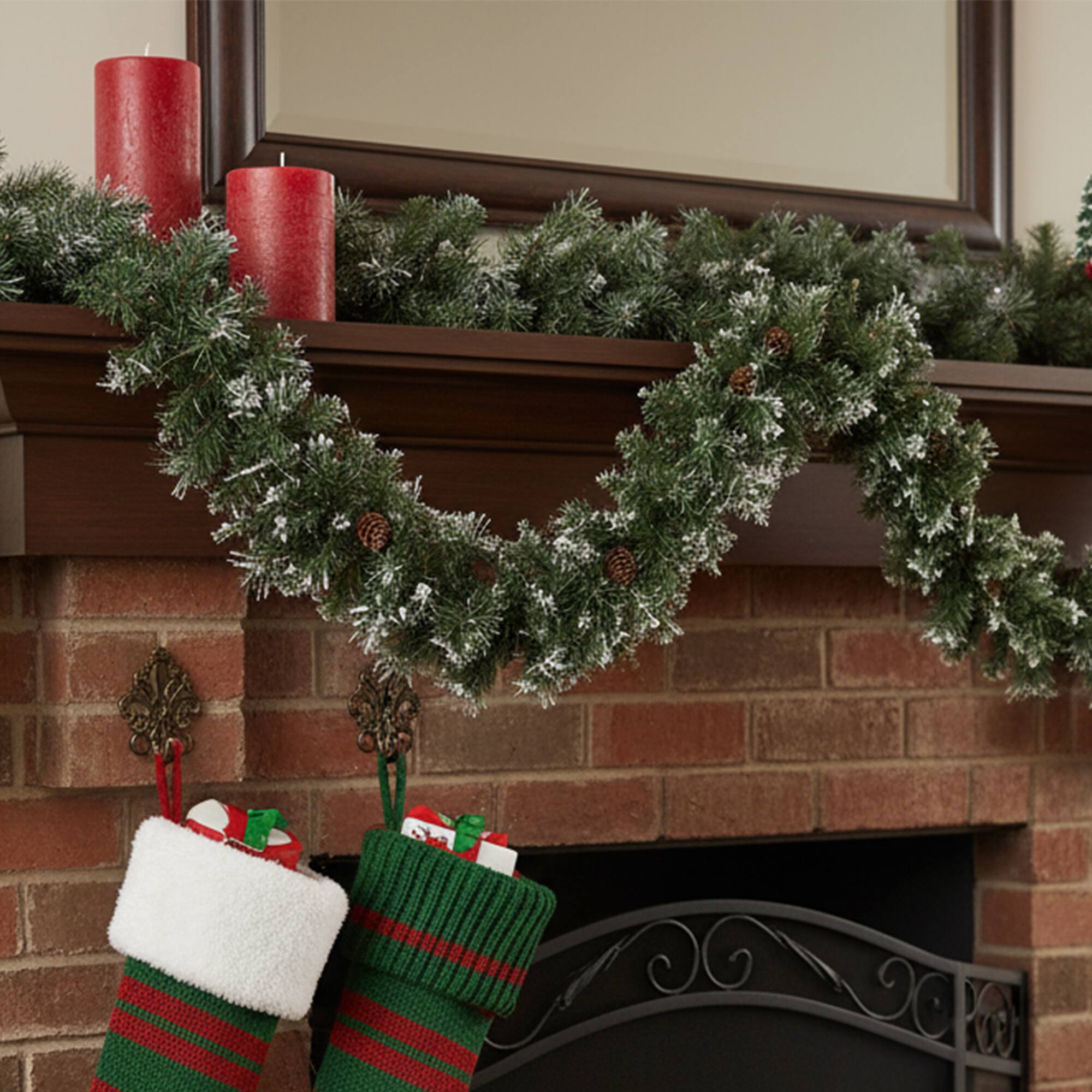 Alt View 1. Northlight - Snow Mountain Pine Artificial Christmas Garland - 9' x 10" - Unlit - Green.