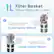 1L Filter Basket
Thorough Cleaning with Two Filters
1. First Clean with Standard Filter (Installed in the Machine):
Tackle Debris < 425µm
2. Then Replace the Fine Filter (Place in an Extra Box):
Tackle Debris < 180µm