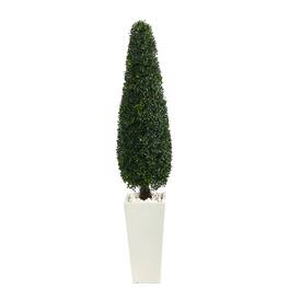 BreeBe - 63" Boxwood Topiary Tree in Tall Planter UV (Indoor/Outdoor) - Green