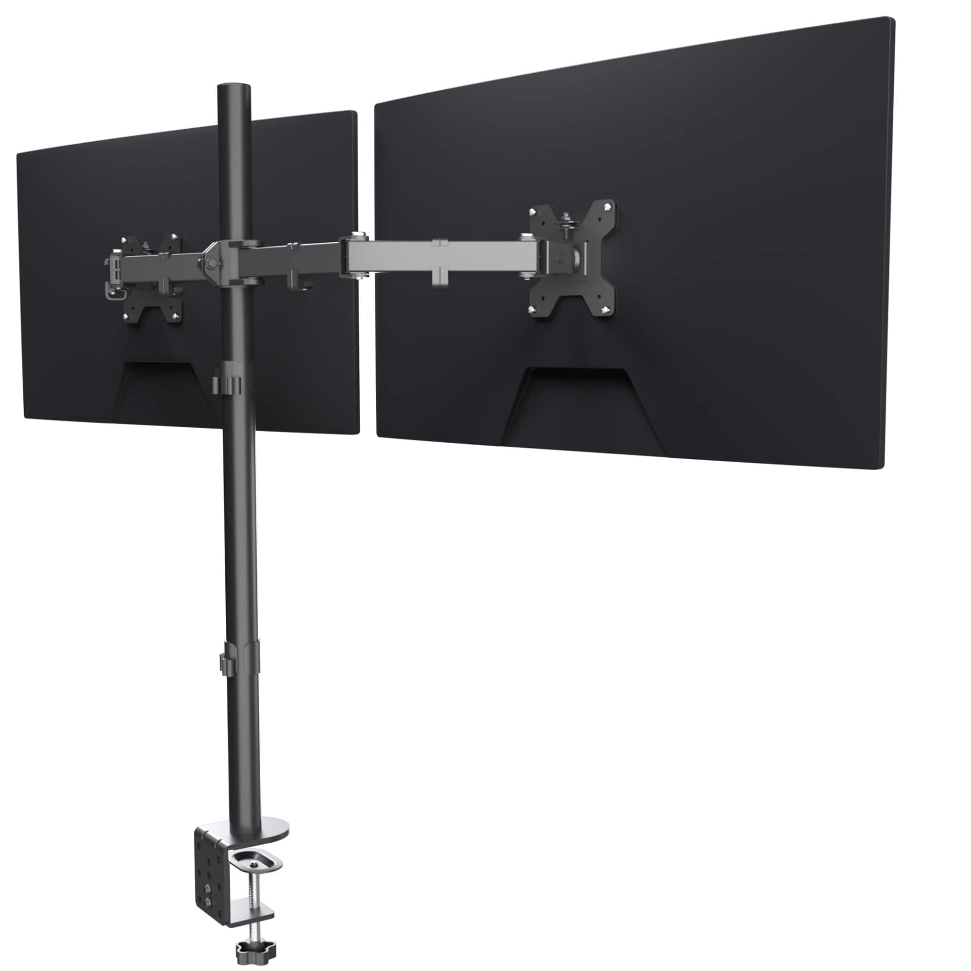 Cedar Assembly - Dual Monitor Desk Mount Adjustable Arm For 2 Computer Screens Up To Extra Tall 31. Pole Stand Holds s(md6842) - Black 17"-27"
