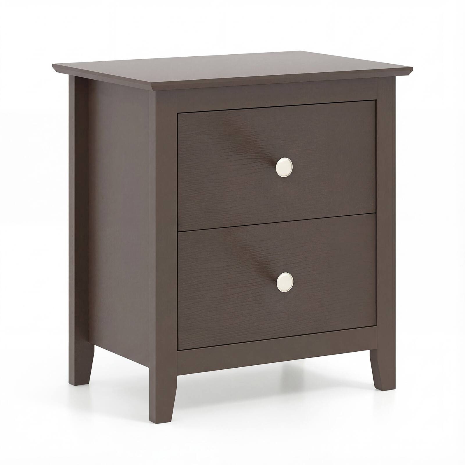 Alt View 7. Gymax - Gymax Modern Nightstand w/ Storage 2 Drawers & Support Legs for Bedroom White - Brown.