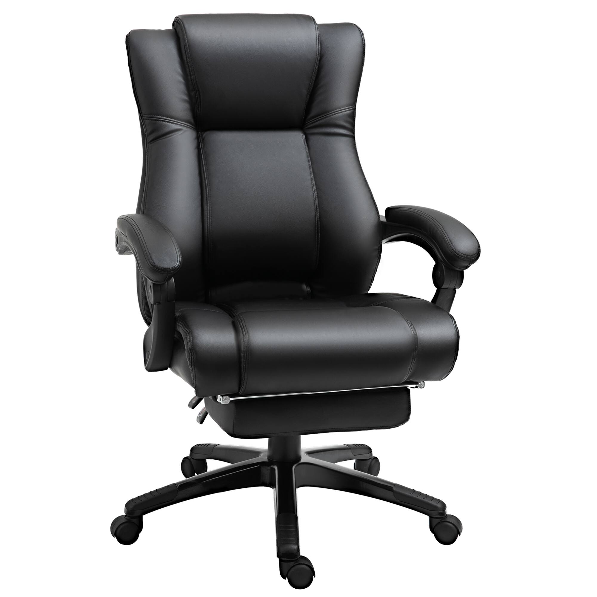 Front. Vinsetto - Executive High Back Office Chair Executive Computer Desk Chair with PU Leather, Adjustable Height and Footrest - Black.