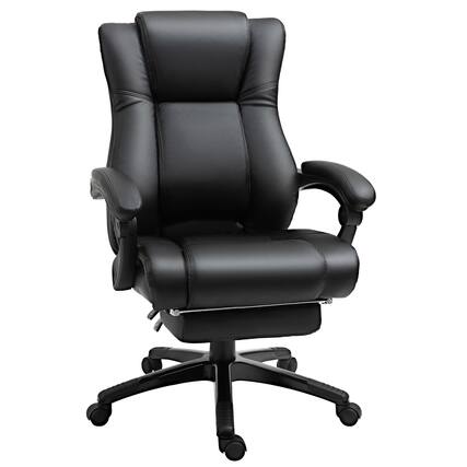 Front. Vinsetto - Executive High Back Office Chair Executive Computer Desk Chair with PU Leather, Adjustable Height and Footrest - Black.