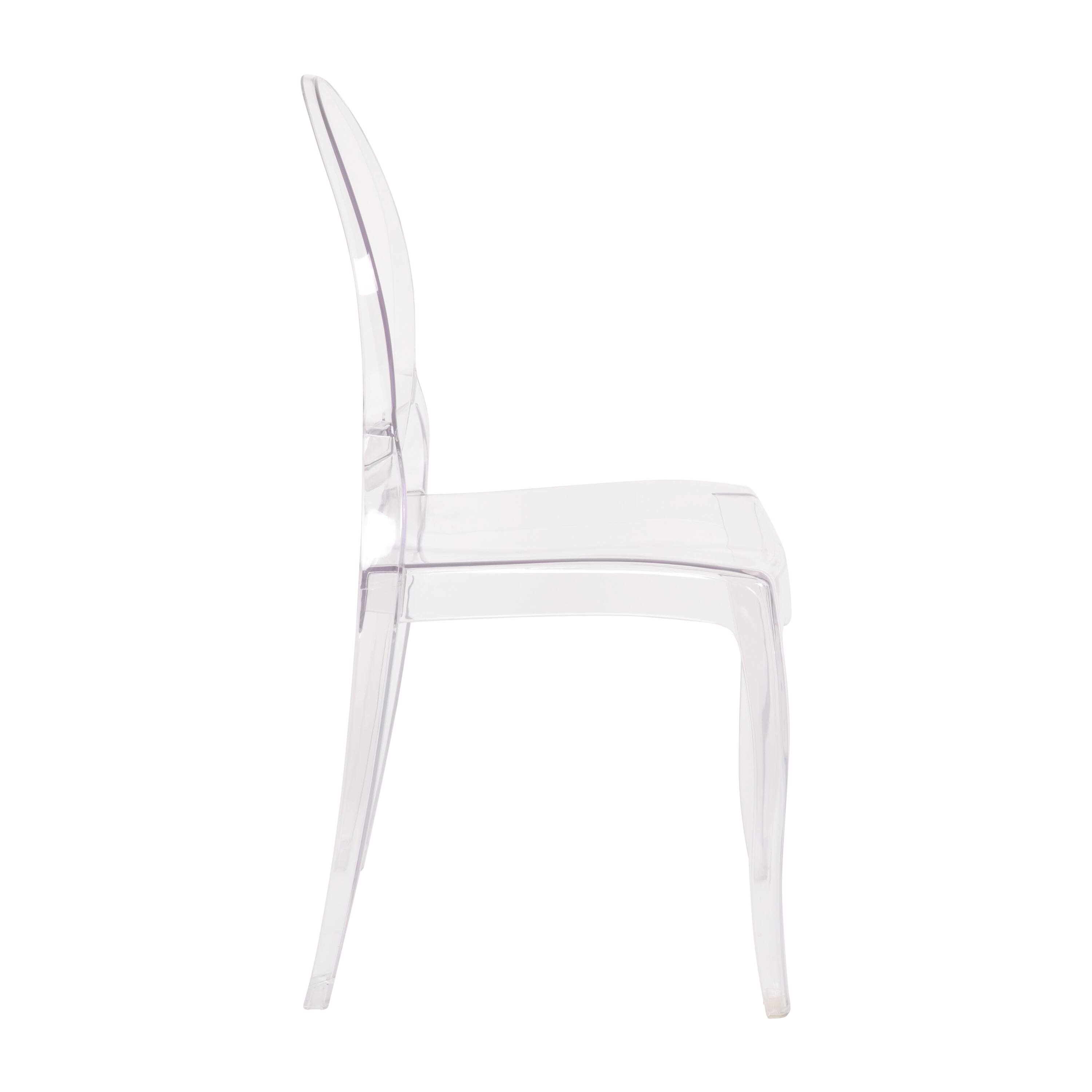 Alt View 7. Emma + Oliver - Armless Polycarbonate Resin Stacking Accent Chair-Extra Wide Seat - Clear.