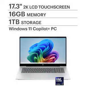 HP - OmniBook X - Copilot+ PC - 17.3" 2K Touch-Screen Laptop - Intel Core Ultra 7 256V 2024 - 16GB Memory - 1TB SSD - Glacier Silver