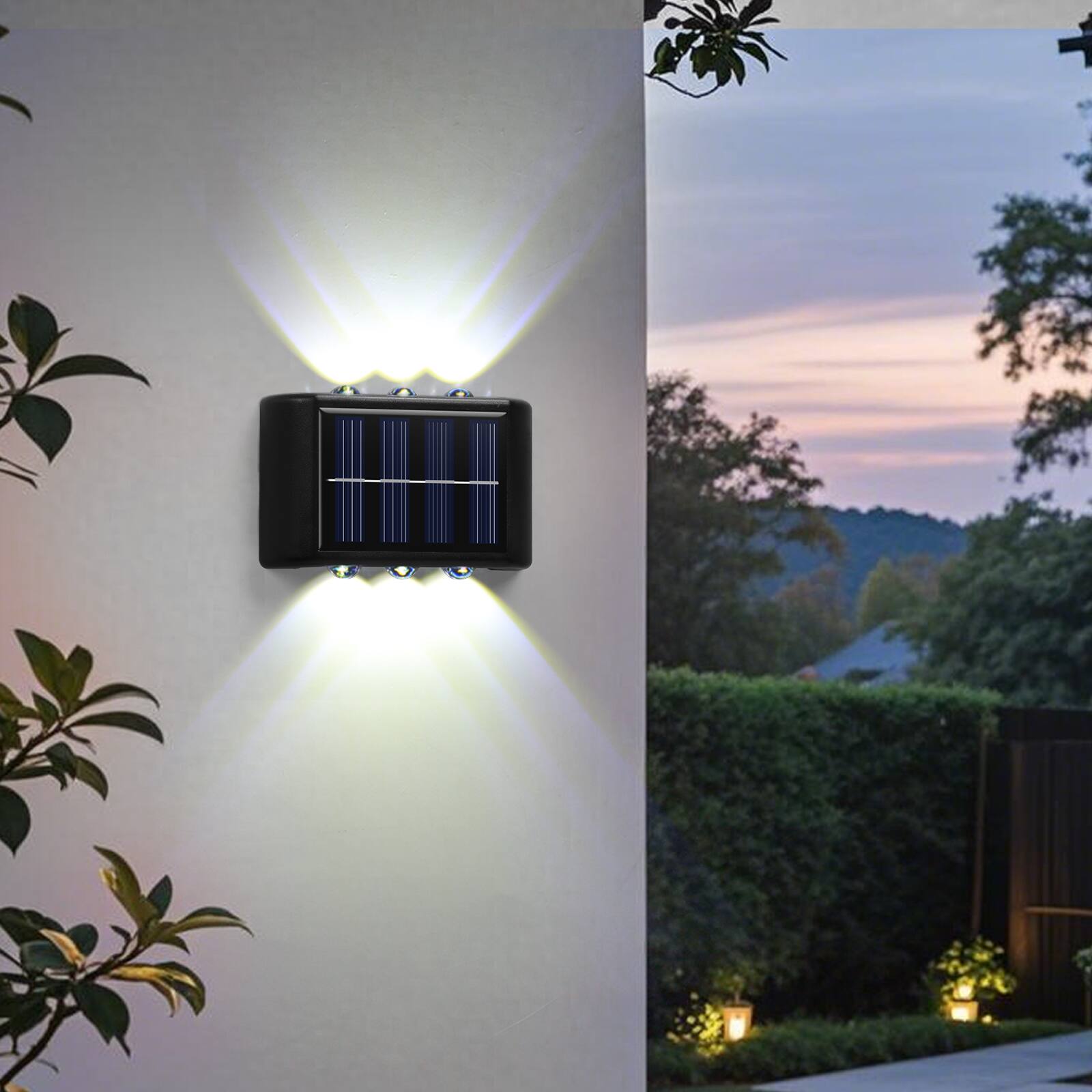 Angle. Oumilen - 6-Pack Solar Wall Washer Lights 3.5In Solar Panel 6LED White Light IP54 Waterproof Outdoor Lights.