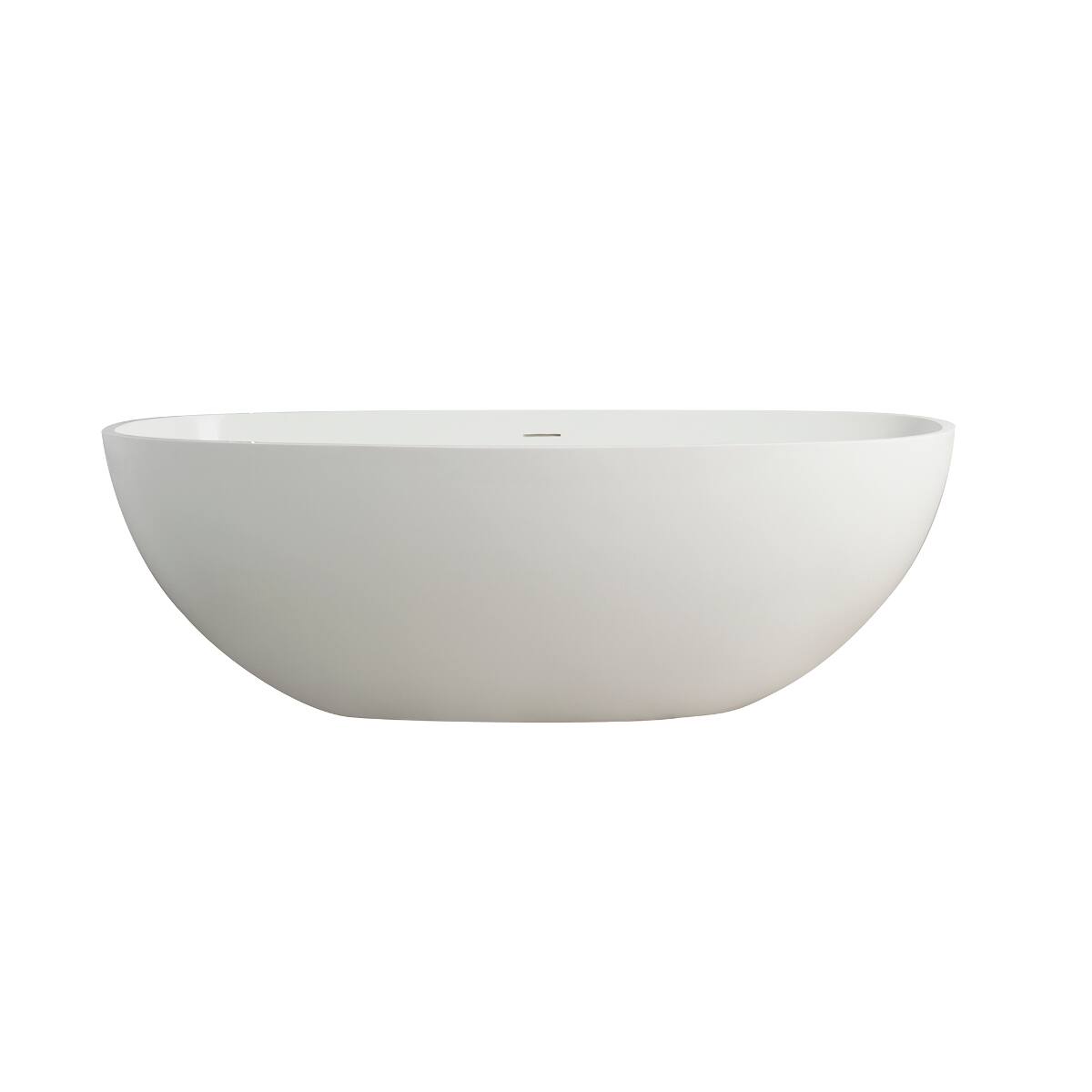 Alt View 2. Loheer - Loheer 65.2 in Freestanding Solid Surface Soaking Bathtub Matte White Oval Center Drain - Matte White.