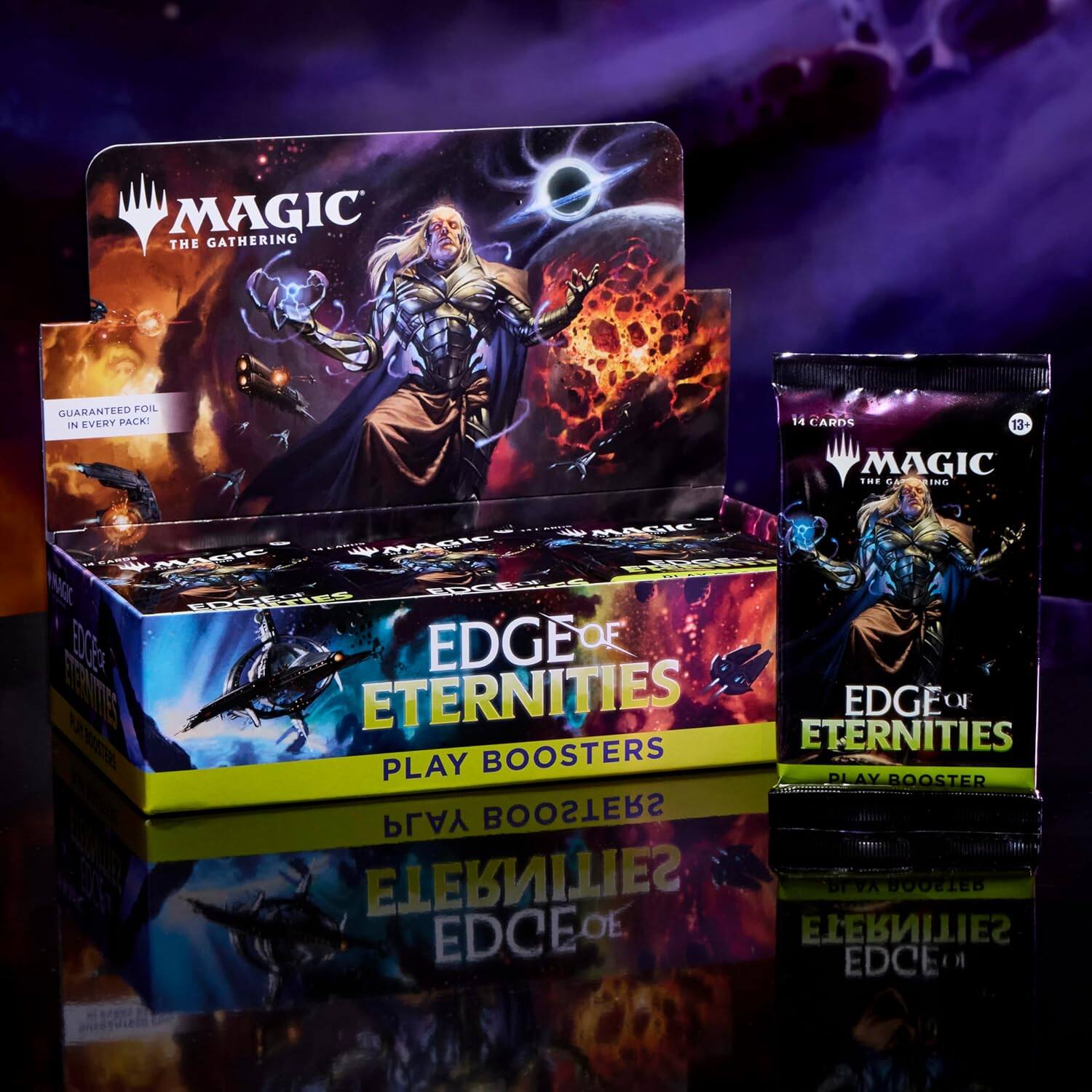 MAGIC THE GATHERING  
GUARANTEED FOIL IN EVERY PACK!  

14 CARDS  
13+  

EDGE OF ETERNITIES  
PLAY BOOSTER  

MAGIC THE GATHERING  
EDGE OF ETERNITIES  
PLAY BOOSTER