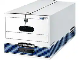 Bankers Box - Stor/File Medium-Duty FastFold File Storage Boxes, String & Button, Letter Size/Blue, 20/Carton - White and Blue