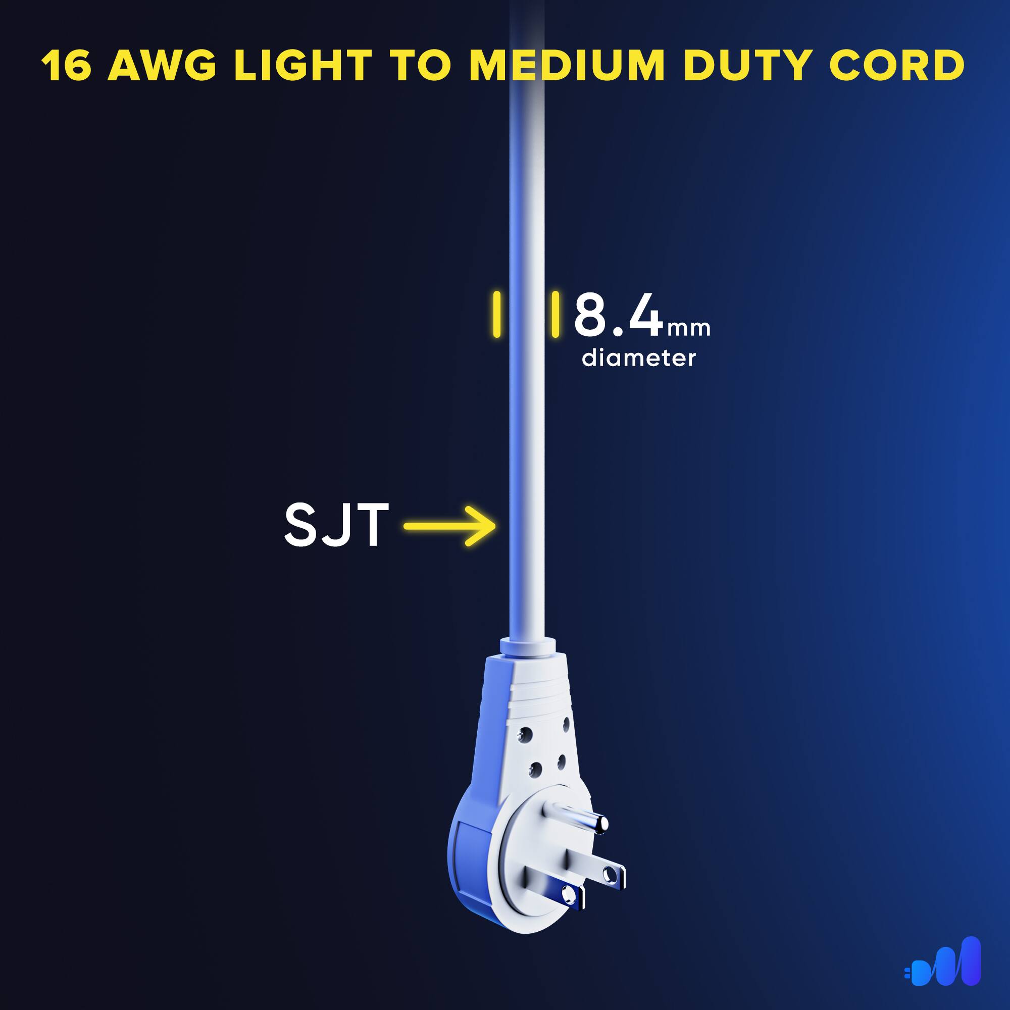 16 AWG LIGHT TO MEDIUM DUTY CORD, 8.4 mm diameter, SJT
