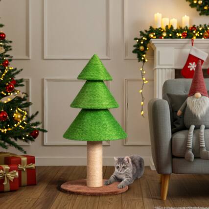 Front. Winado - Portable 31.5in Christmas Cat Tree Large Sisal Cat Scratching Post, Tower for Cats Toy Indoor Party Holiday Decoration - Grass Green.