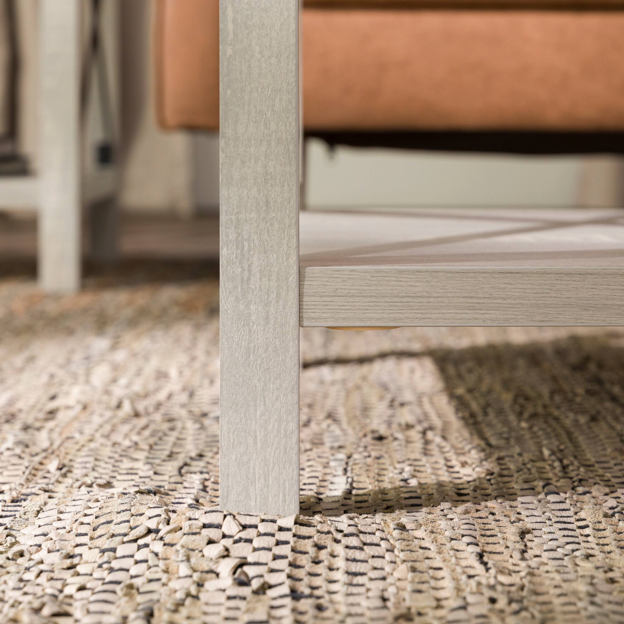 Alt View 16. Walker Edison - Rustic Farmhouse Wood Coffee Table - Stone Gray.