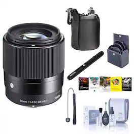 Bundle - Sigma - 30mm f/1.4 DC DN Contemporary Lens for EF-M, w/Filter Kit, Case,PC SW