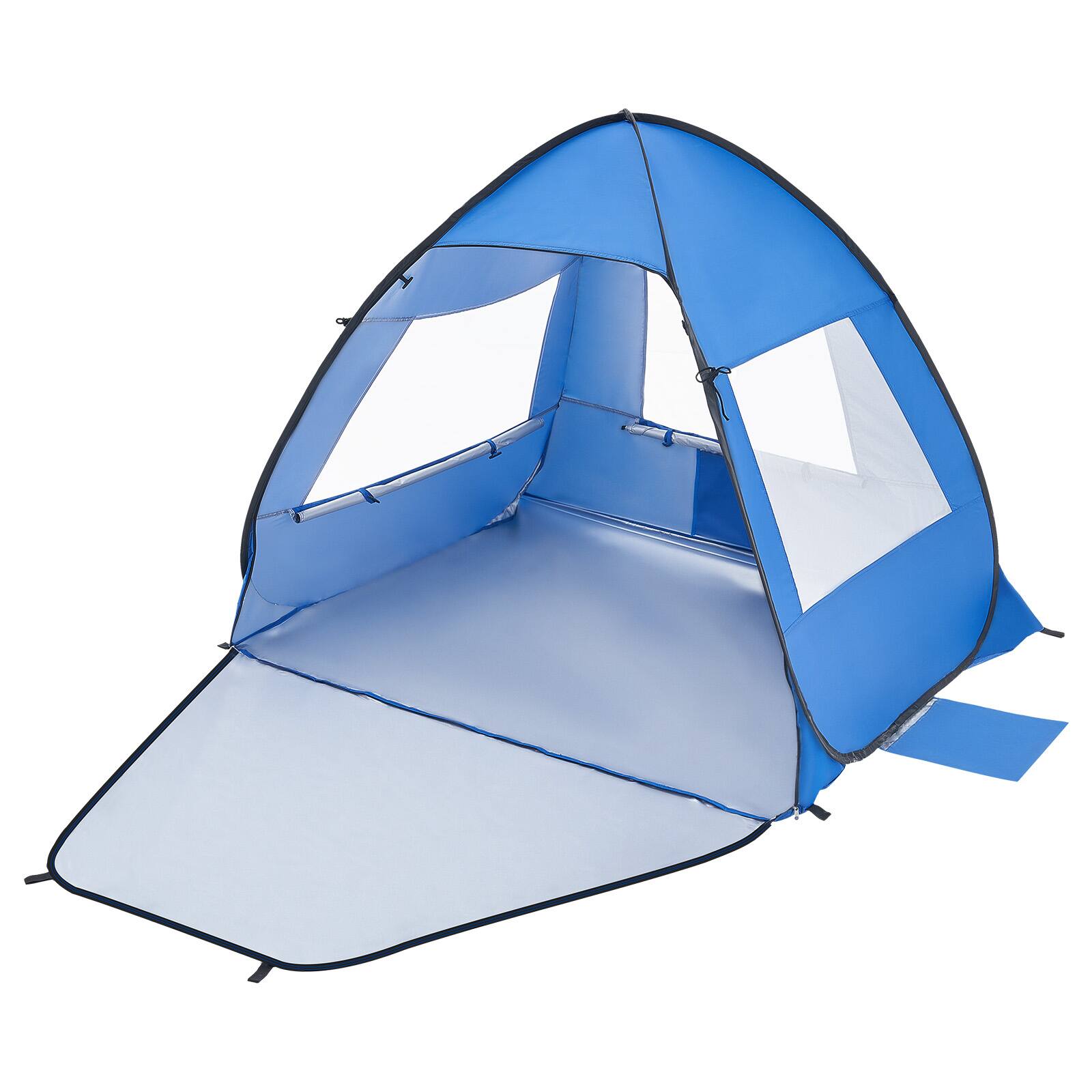 Alt View 5. VEVOR - Beach Tent Sun Shelter for 2 Person, UPF 50+ Protection, Portable Sun Shade Canopy with Carrying Bag & Sand Pockets - Blue + Grey.