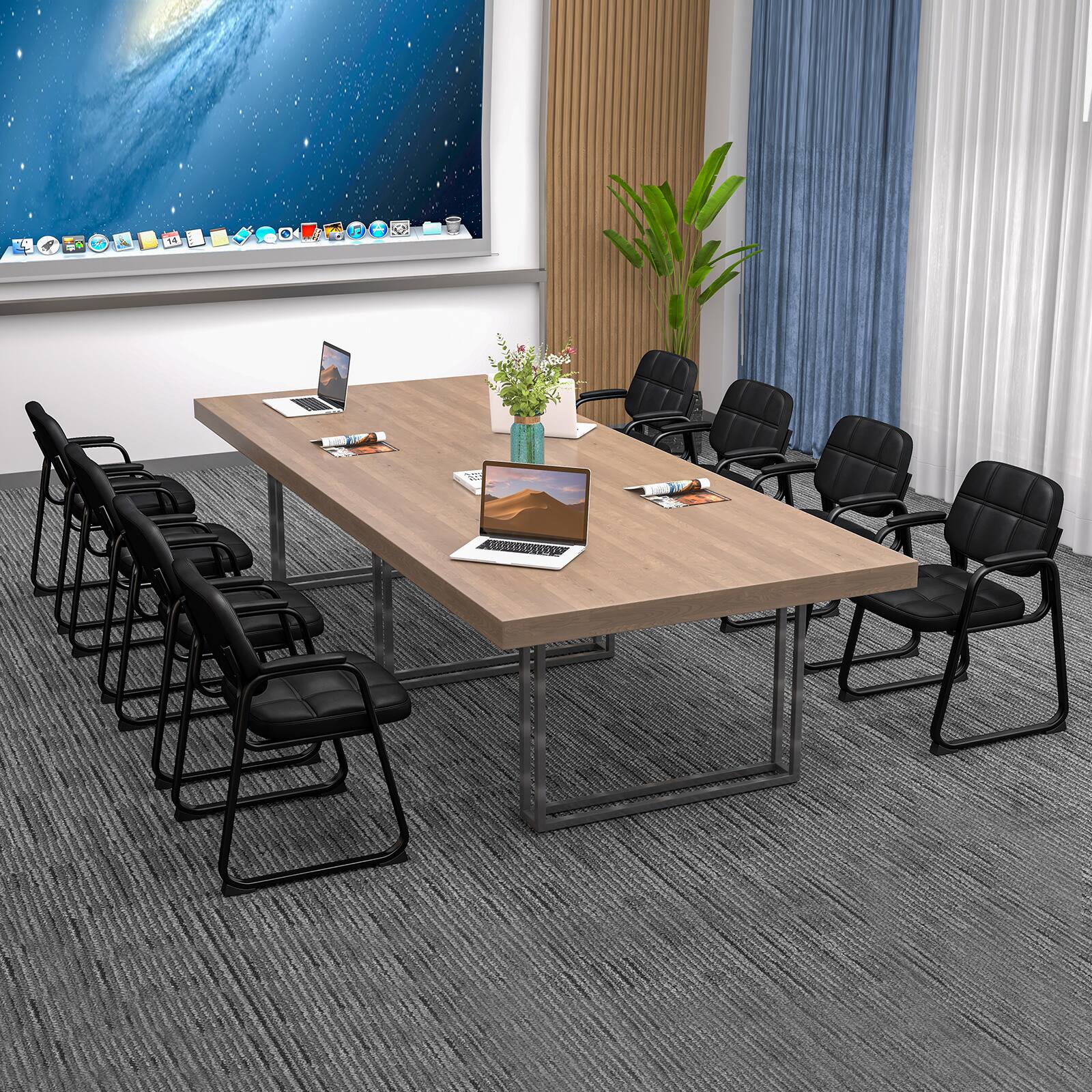 Alt View 1. Costway - Costway Waiting Room Chair Set of 8 Upholstered Guest Conference Chair with Armrest - Black.