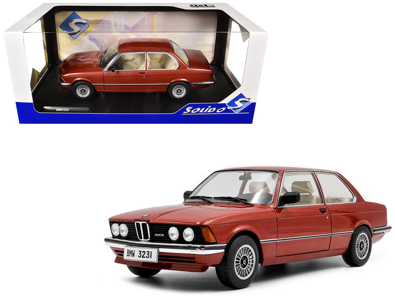 1980 BMW 323i 1/18 Diecast Model Car by Solido - Ruby Red Metallic