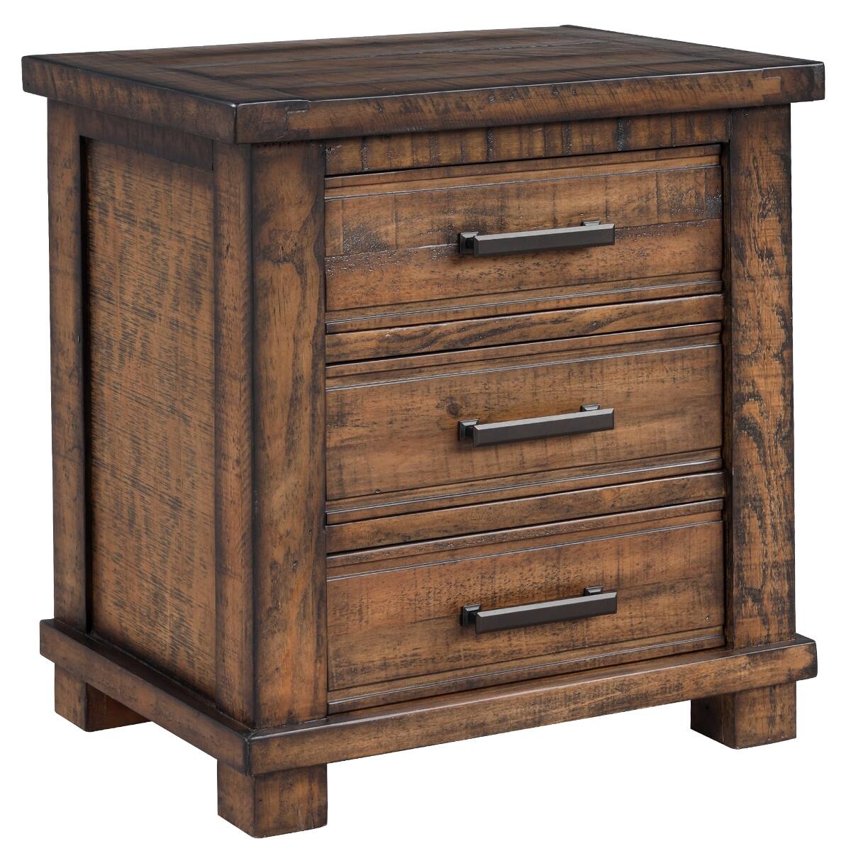 Alt View 3. Loheer - Loheer Three Drawer Nightstand Reclaimed Pine Wood Farmhouse Bedside Table - Natural.