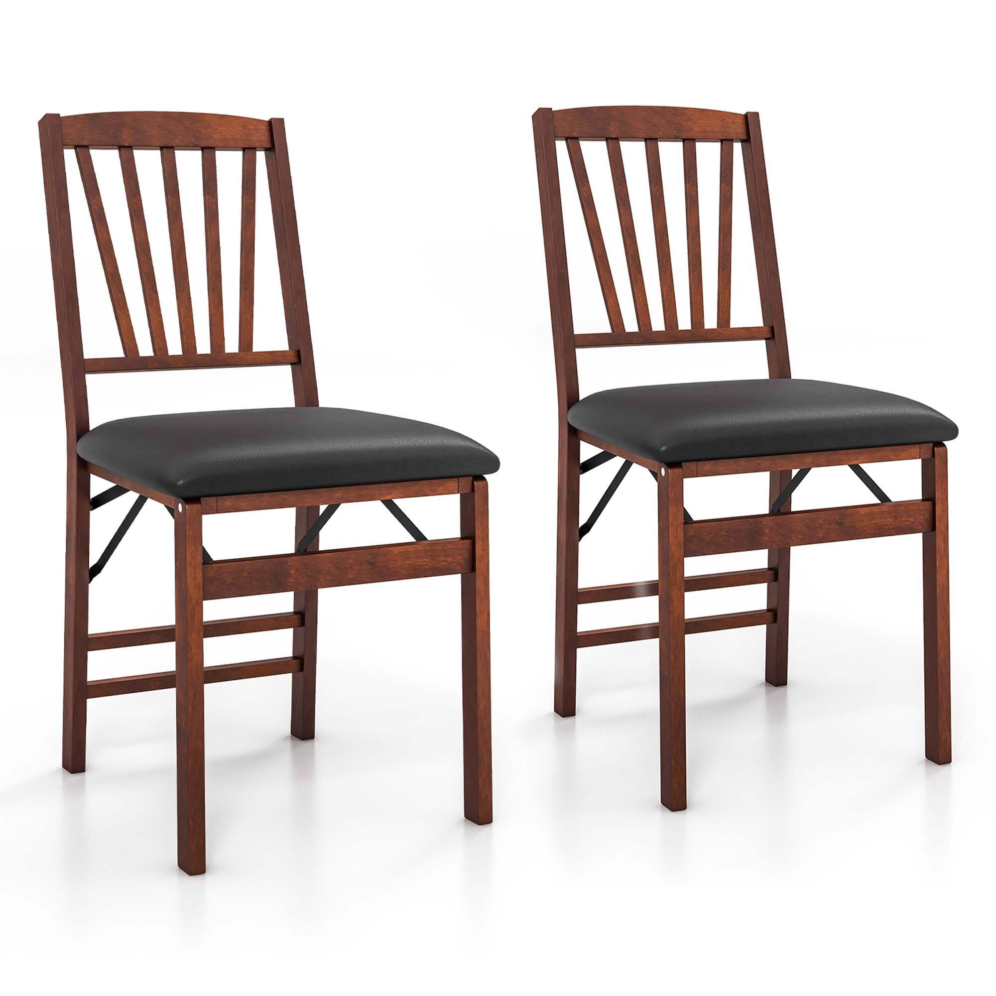 Costway - 2 Pack Folding Dining Chairs Foldable Chairs with PVC Padded Seat & High Backrest - Black,Brown price history on PriceWatchPro