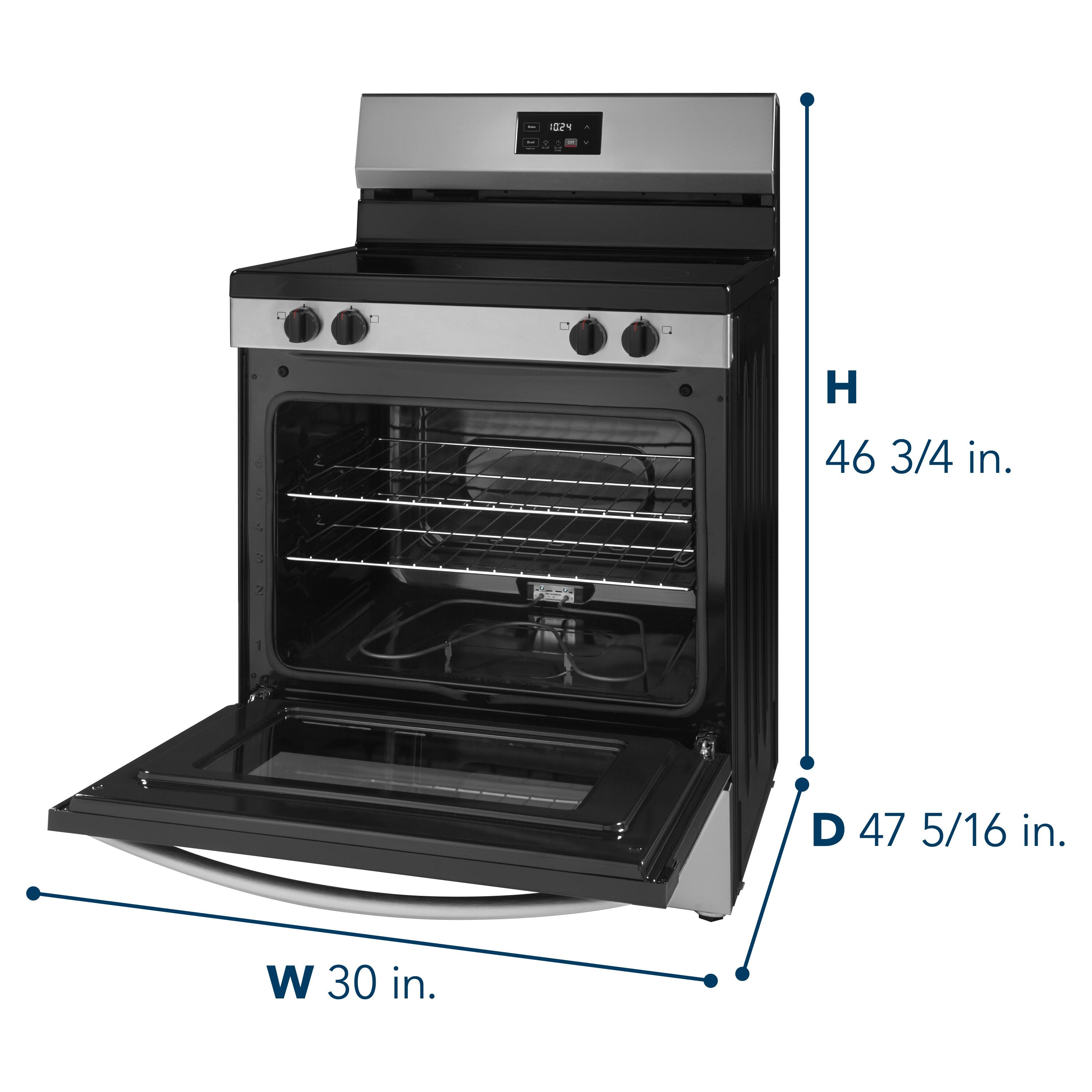 1024 H 46 3/4 in.  
D 47 5/16 in.  
W 30 in.