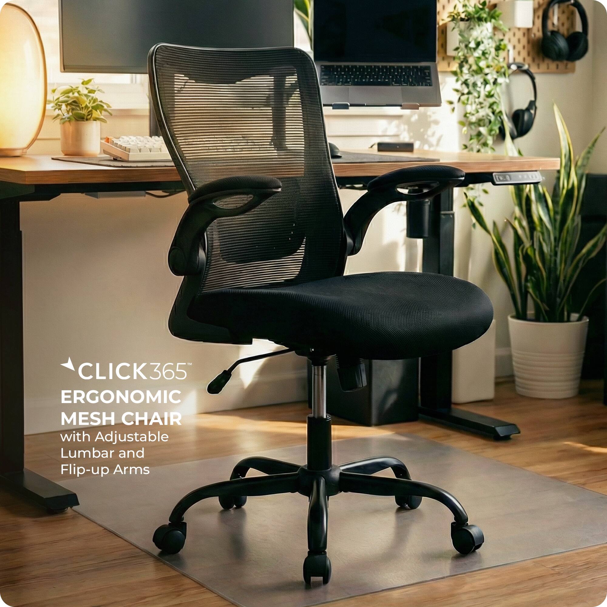 CLICK365™ ERGONOMIC MESH CHAIR with Adjustable Lumbar and Flip-up Arms