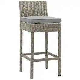 Conduit Outdoor Patio Wicker Rattan Bar Stool by Modway - Light Gray Gray