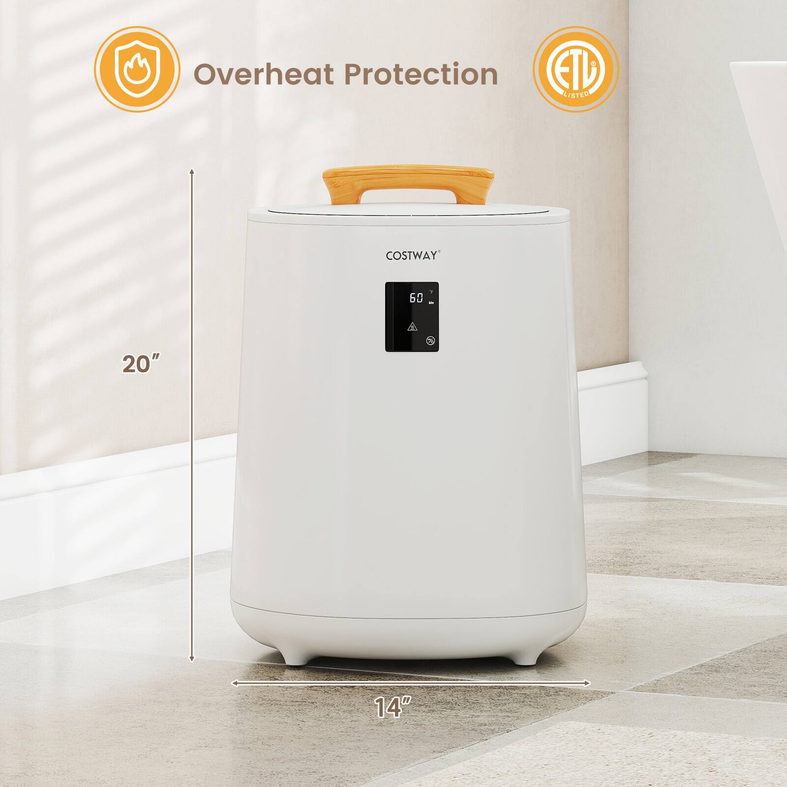 Overheat Protection  
ETD LISTED  
COSTWAY  
20"  
14"