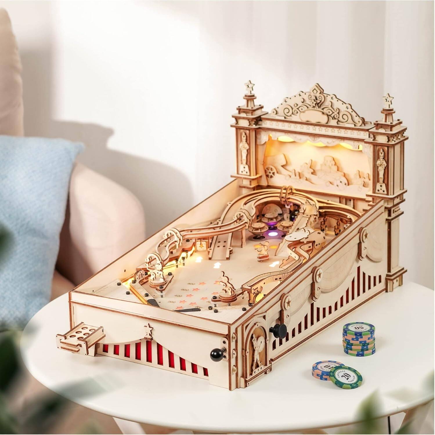 Angle. ROKR - ROKR 3D Pinball Machine 3D Wooden Puzzle Christmas Birthday Gifts EG01.