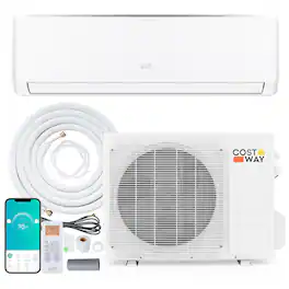 Costway - 9000 BTU 19 SEER2 115V Mini Split Air Conditioner & Heater with Heat Pump & Installation Kit - White-115V