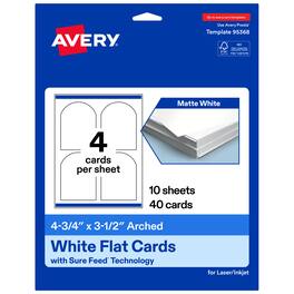 Avery - Arched Flat Cards, 4-3/4" x 3-1/2", Matte 40 Total - White