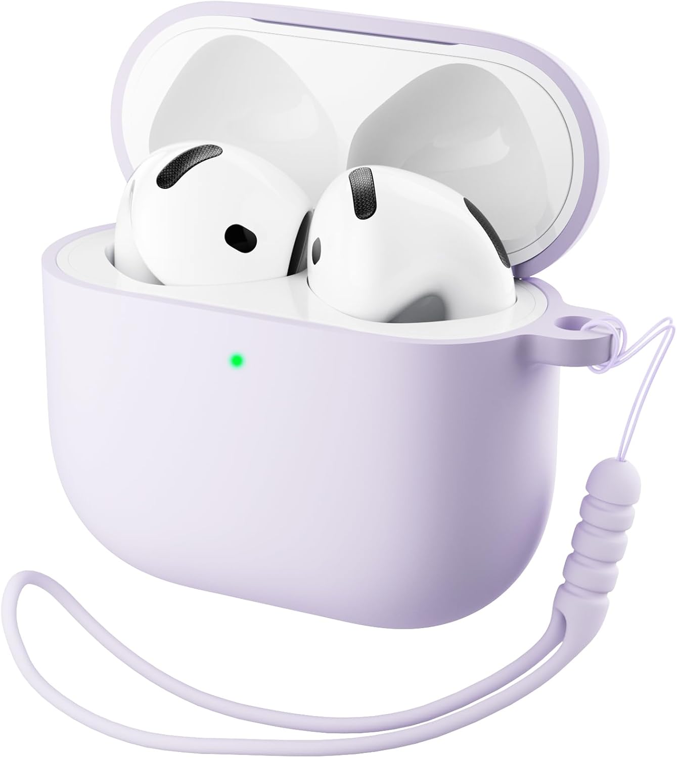 Front. Ornarto - ORNARTO for AirPods 4th Generation Case(2024), Soft Silicone Full Protective Cover with LED Visible - Pastel Lilac - Pastel Purple.