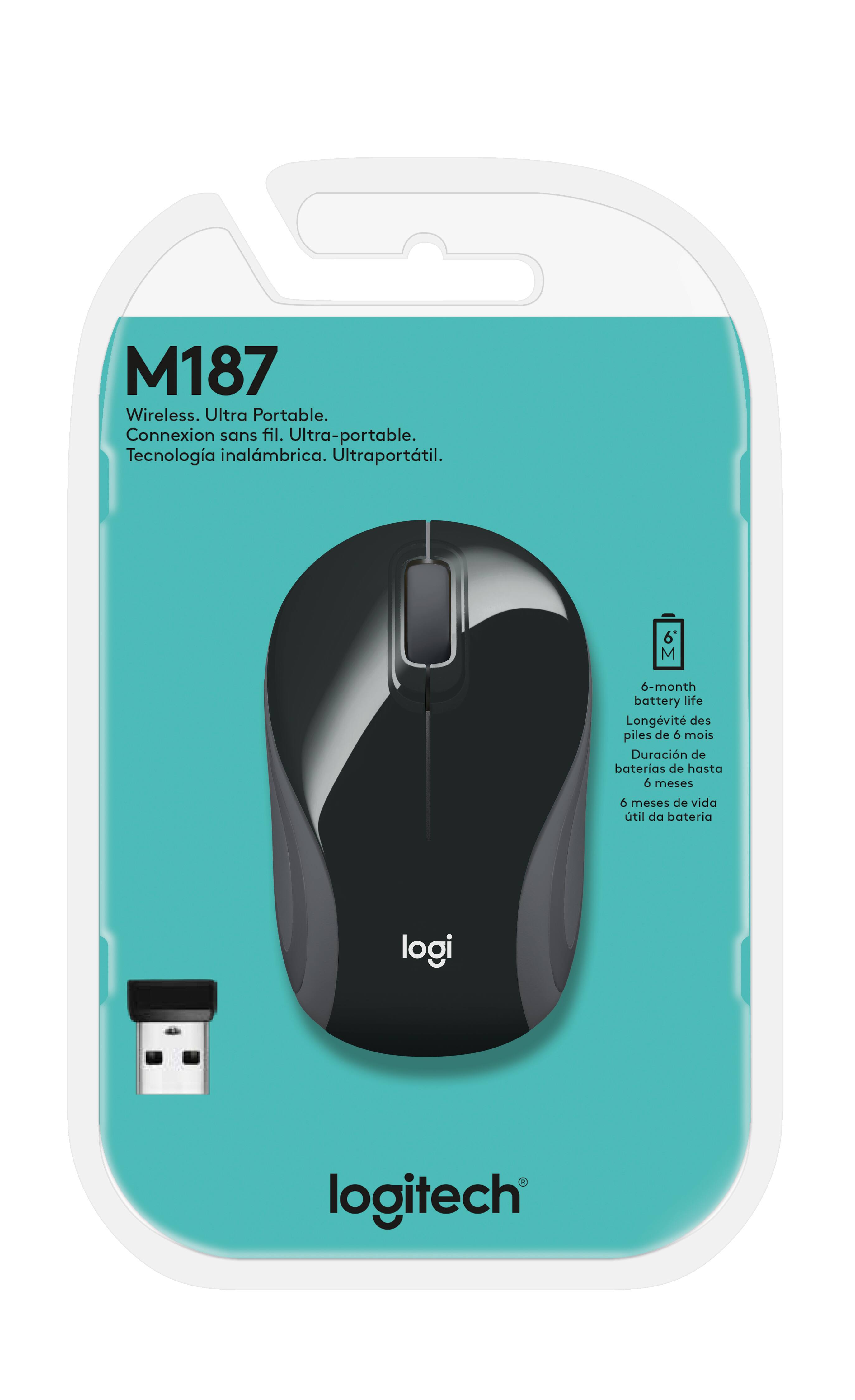 Alt View 14. Logitech - M187 Mini Wireless Optical Ambidextrous Mouse - Black-gray.
