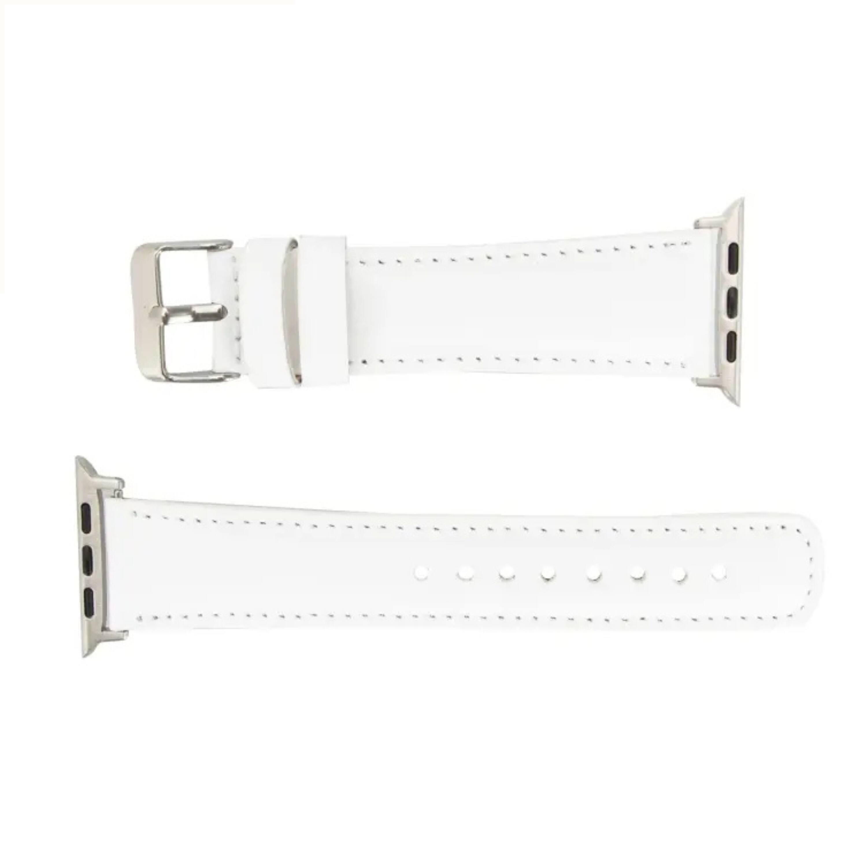 Alt View 1. Kitcheniva - Leather Watch Band Compatible With Apple Watch Ultra Series 8 7 And SE 38mm to 41mm White - White.