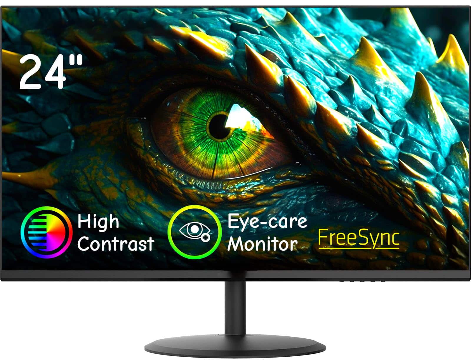 GlowWise - 24 Inch FHD 1080P Eye Care Computer Monitor, Frameless with HDMI VGA Ports, 178° Viewing Angle, Tilt & VESA Mountable - Blank