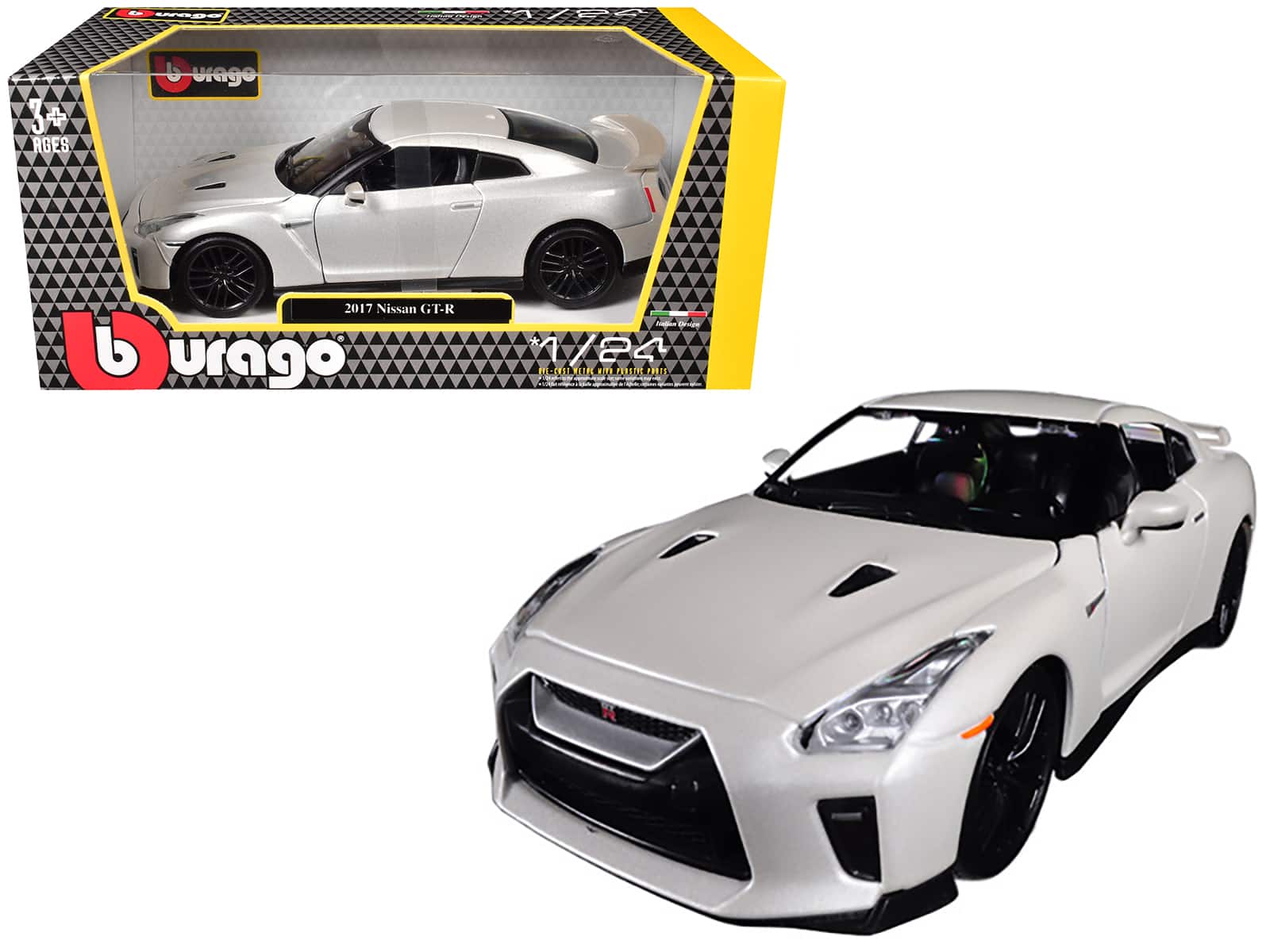 2017 Nissan GT-R R35 White 1/24 Diecast Model Car by BBurago