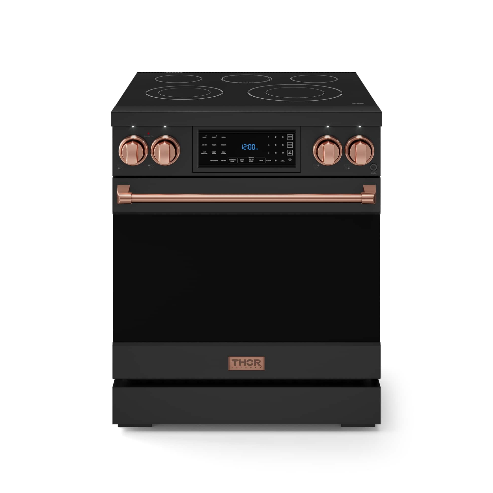 Gordon Ramsay Series by Thor Kitchen 4.55 Cu. Ft Freestanding Electric Range with Rose Gold Hardware - Black - Front_Zoom