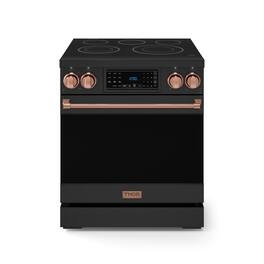 Gordon Ramsay Series by Thor Kitchen 4.55 Cu. Ft Freestanding Electric Range with Rose Gold Hardware - Black