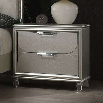 Front. Tiramisubest - Classic Oak Nightstand with Two Drawers - grey.