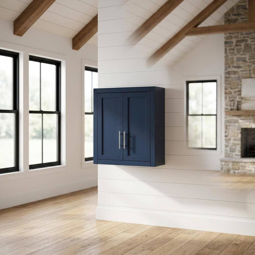 Alt View 5. FurniFact - Wall Storage Cabinet in Stylish Finish for Versatile Organization - Navy.