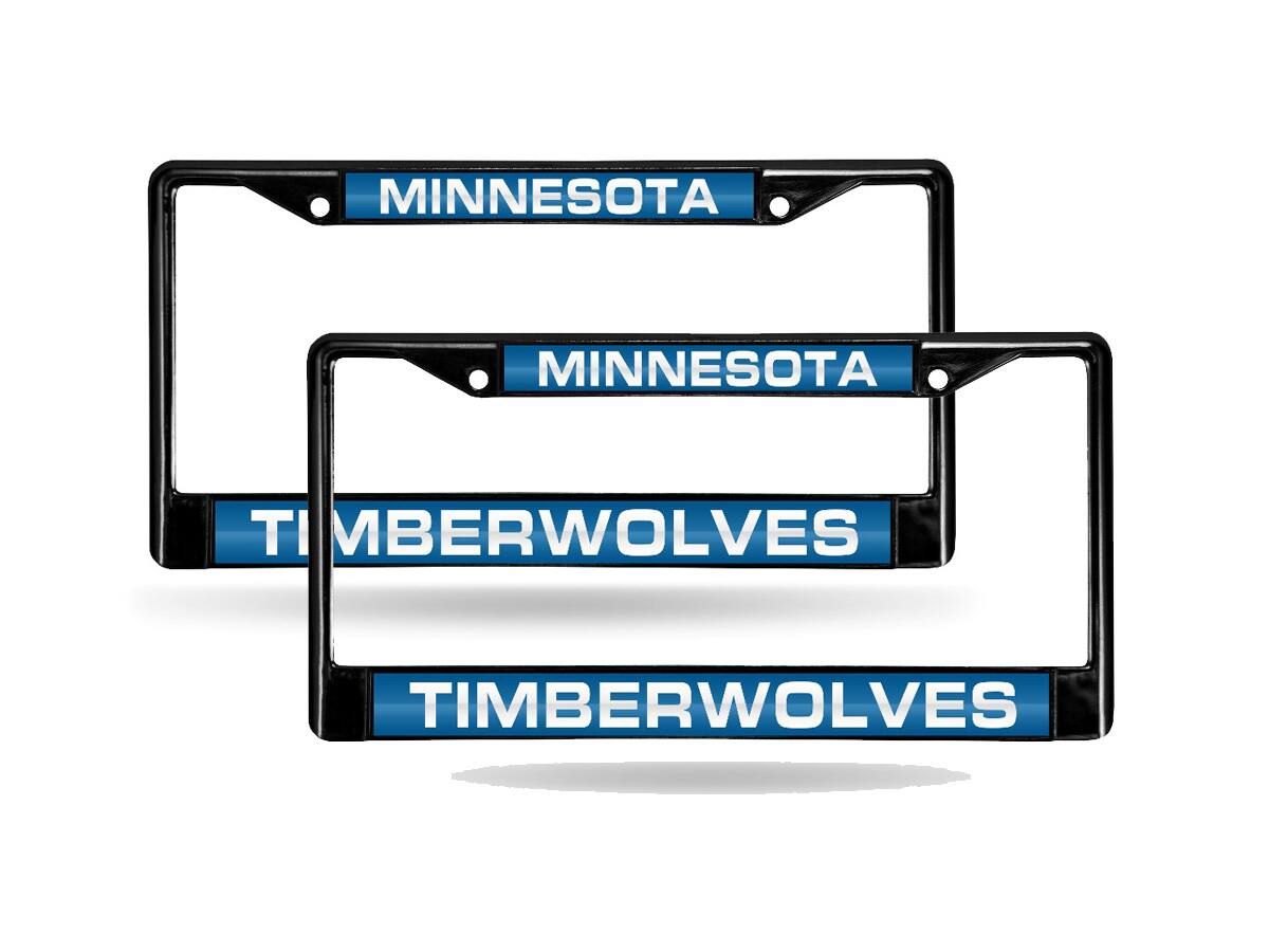 Minnesota Timberwolves Black Metal Laser License Plate Frame - Set of 2 Frames