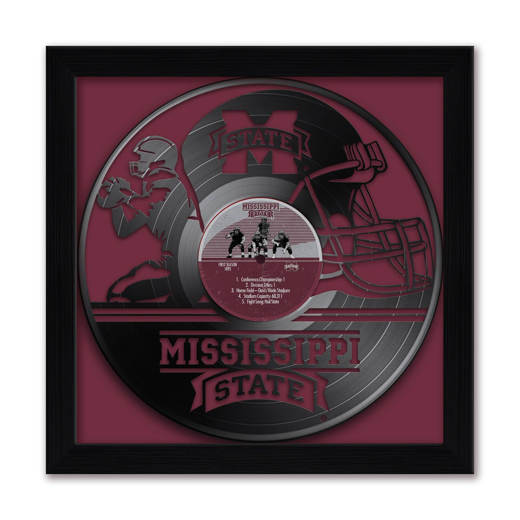 Mississippi State Bulldogs Framed 13" x 13" Vinyl Record Art Print