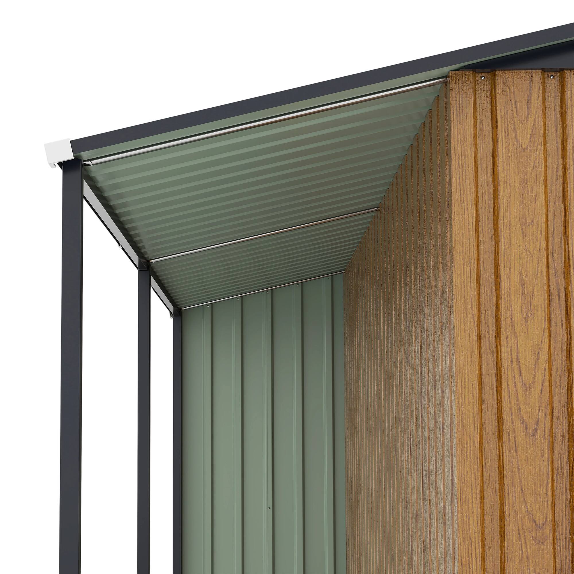 Alt View 9. Mondawe - 10x12 Ft Outdoor Storage Shed with Dual-Zone Design for Tools and Firewood and Window - Yellow.