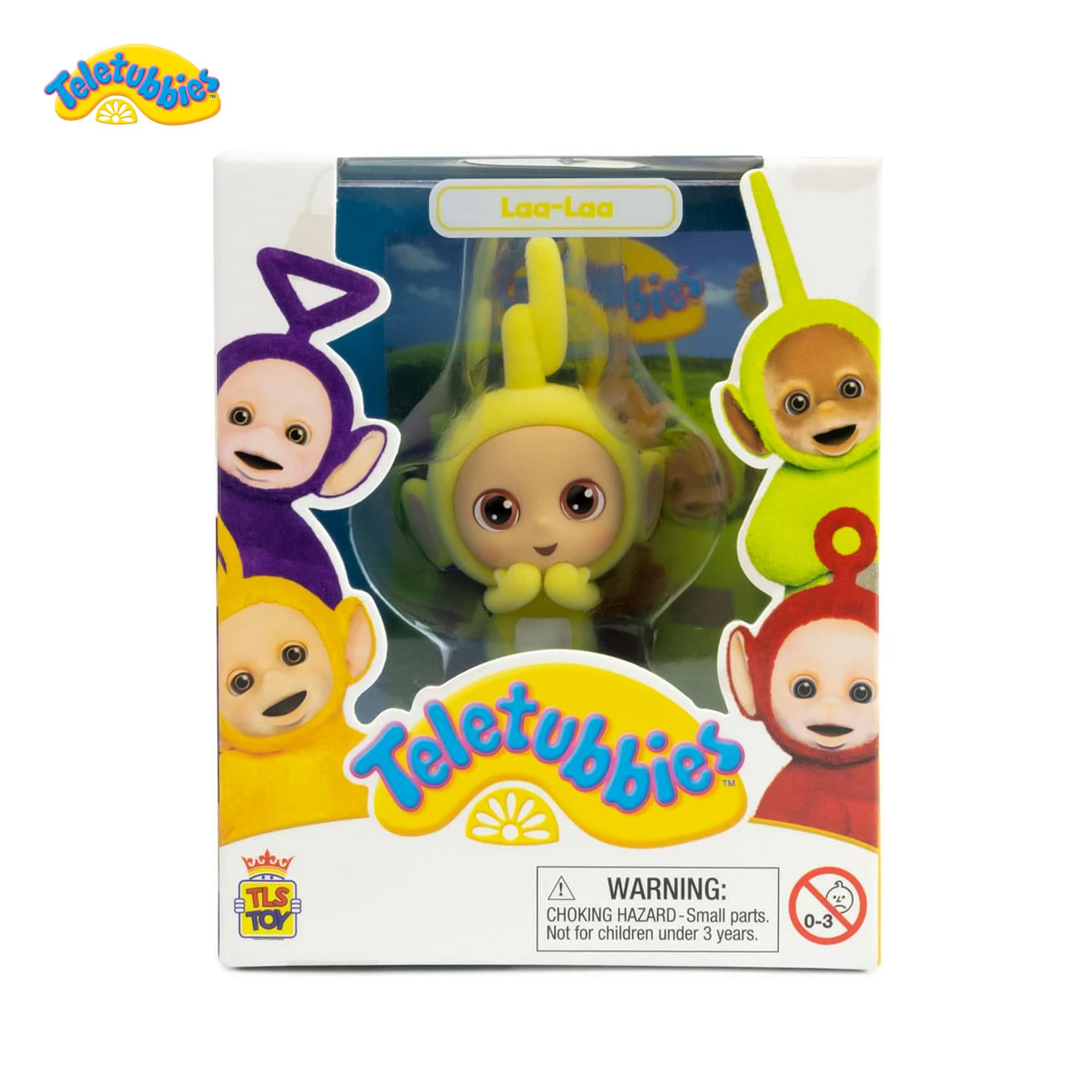 Teletubbies Laa-Laa Bies Teletubbies!  
WARNING: TLS HE aT.  
TOY CHOKING HAZARD-Small parts.  
0-3 Not for children under 3 years.