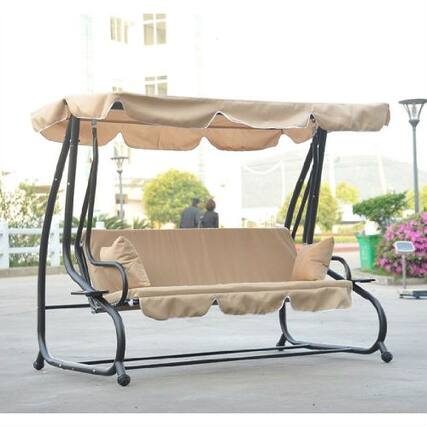 Front. Hivvago - Outdoor Canopy Swing Patio Porch Shade Deck Bed in Sand - Sand.