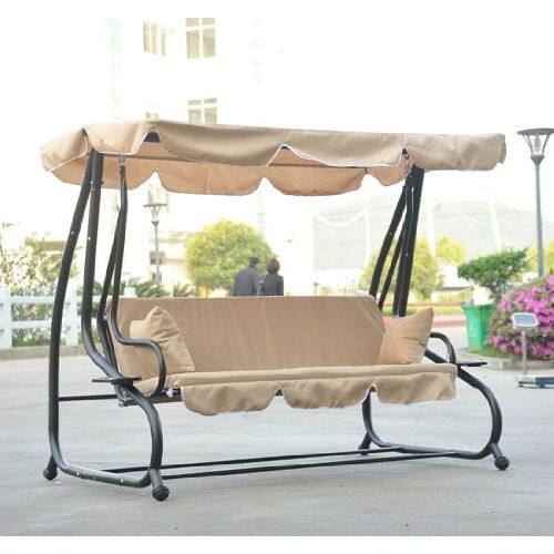 Front. Hivvago - Outdoor Canopy Swing Patio Porch Shade Deck Bed in Sand - Sand.