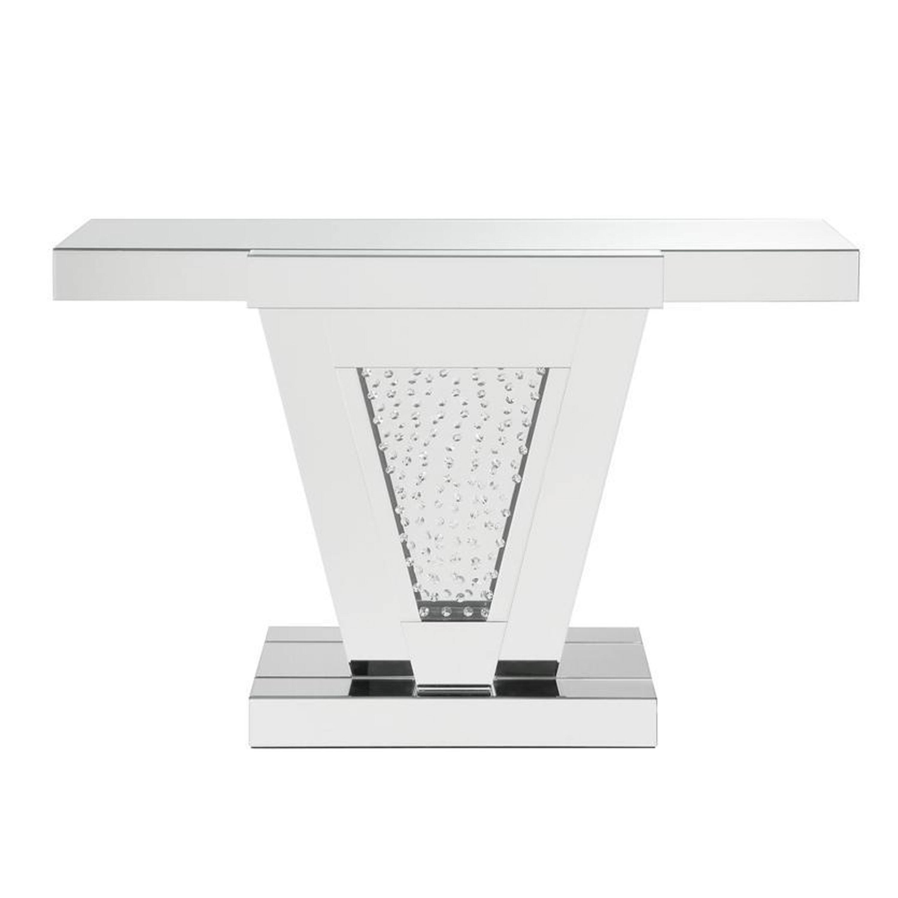 Alt View 1. Manhattan Lane - Wood and Mirror  Console Table with Faux Crystals Inlay, Clear - Clear.